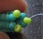 7 To transition to accent beads: Transition Row 1: Stitch 1 bead (instead of 2), 3 times to