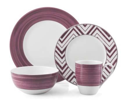 Available in teal, cobalt, slate, and ruby, this dishwasher and microwavesafe dinnerware is