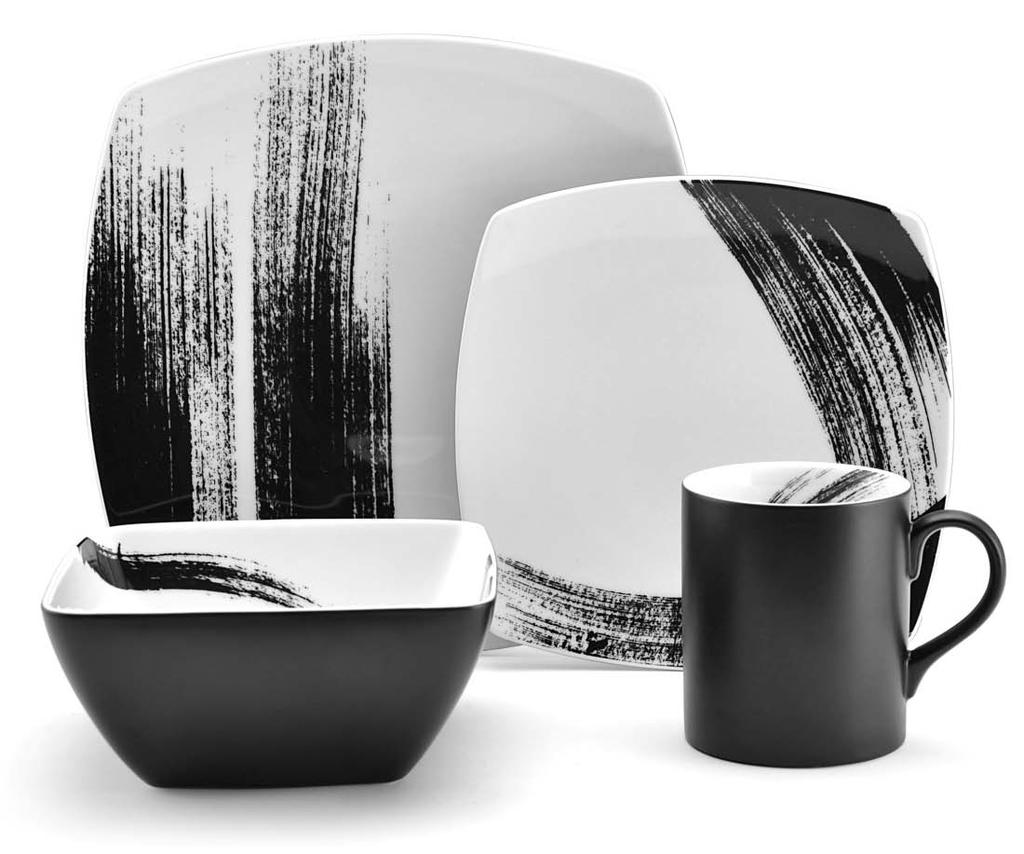 Mikasa Brushstroke Square Mikasa Brushstroke Square dinnerware combines the versatility of black and white with contemporary geometric shapes to bring an ultra-modern look to the table.