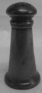 over 3 ozs. An honest pewter pepper pot of simple cast form.