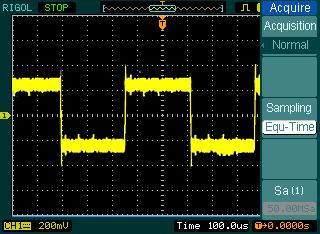 Example 4: To Reduce the Random Noise on a Signal If the signal is noisy (Figure 3-2), set up the oscilloscope to reduce the noise on the waveform and avoid its interference to the signal.