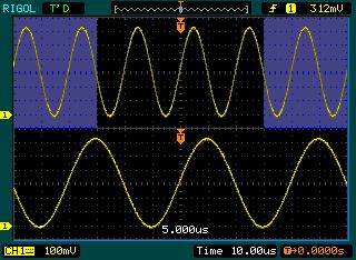 Delayed Scan: The Delayed Scan is a magnified portion of the main waveform window.