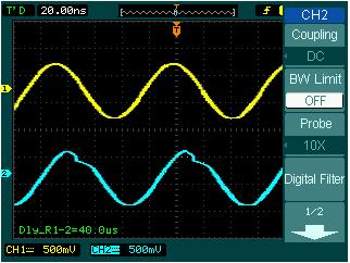 Example 2: View a Signal Delay Caused by a Circuit This example is to test the input and output signals of a circuit and observe the signal delay.