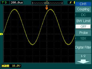 To set up channel coupling To use Channel 1 as an example, input a square wave signal with DC shift. Press CH1 Coupling DC to set DC coupling.