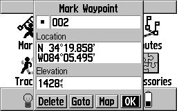 Option below is to mark a waypoint (also