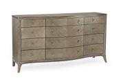 C023-417-011 Double Dresser 71.5W x 20D x 39H (in) 181.61W x 50.8D x 99.06H (cm) Finish: Elegant Linen, Soft Silver Paint, Pearl Features: Twelve drawers with undermount soft-close guides.
