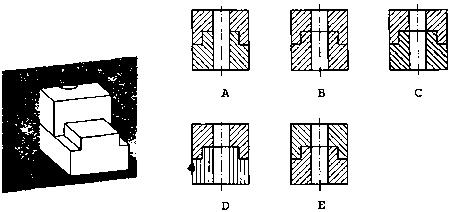 V 20.3: Which picture gives a correct sectional view of the workpiece? V 21.1: If you look in the direction of the dart, which picture shows the correct view of the workpiece? V 21.2: If you look in the direction of the dart, which picture shows the correct view of the workpiece?