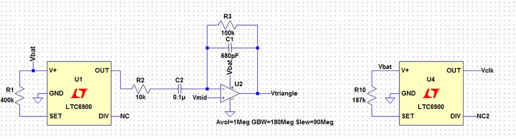 The gate signals driving the FETs are generated from a ramp-compare PWM circuit consisting of the ramp generator shown in Figure 2 and the comparator U3.