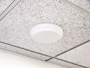 It can be easily mounted through a single 11/16" hole in a solid or suspended ceiling up to