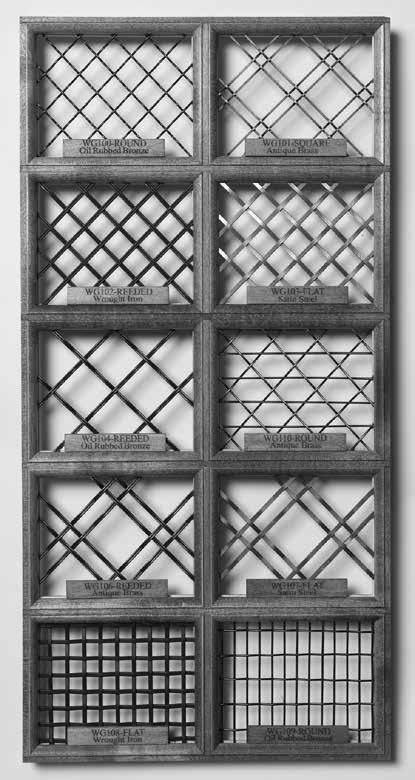 Wire Grille Display Unit Features ten wire grille patterns and four finishes. Unit is 10-3/4" x 21-3/4".