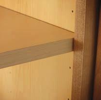 fast-clip removal system 4-sided, clear-coated, solid wood drawer box ¾" nominal thick dovetail sides with 5.