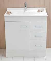910 x 290mm Bribie White Semi Recessed Unit with Bow Handles.