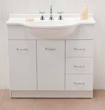 910 x 290mm Colo White Semi Recessed with Bow Handles. Colo White with Oval Top and T-Bar Handles.