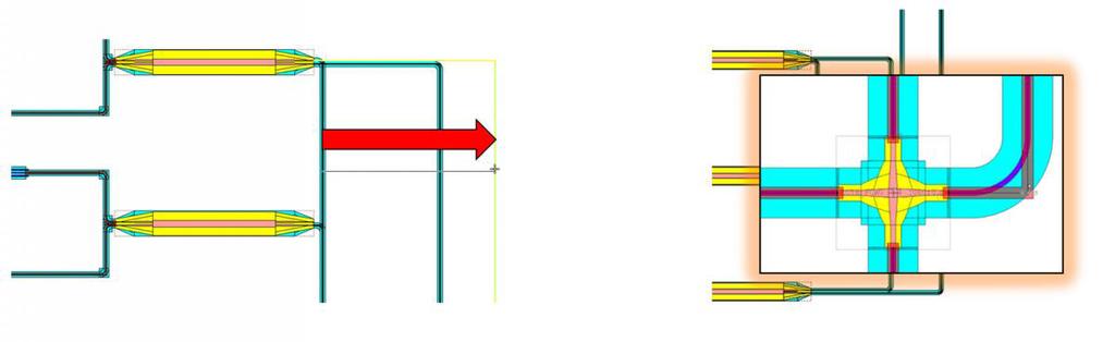 4. Within L-Edit, the designer adjusts the waveguide paths and analyzes or introduces crossings.