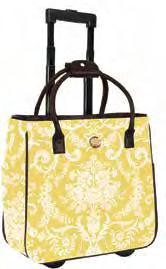 FG419 Laminated Fabric Rolling Bag Anna Griffin Amelie Floral Collection 16" x 16" x 8" Retractable Handle: 20"