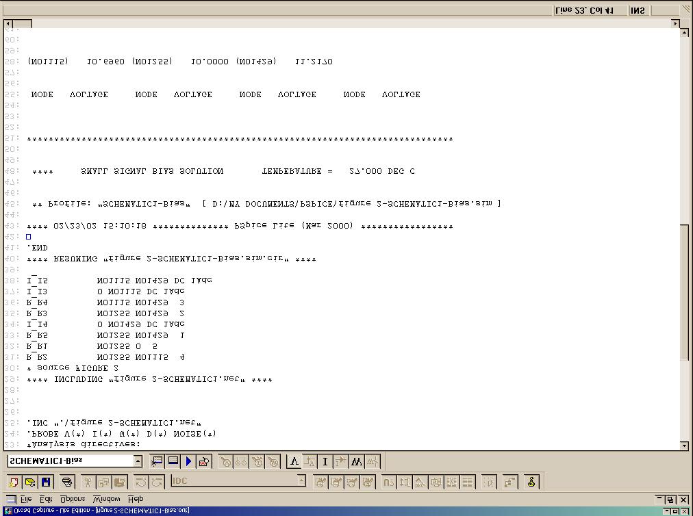 The Output File contains a PSpice program listing that was generated by capturing the schematic.