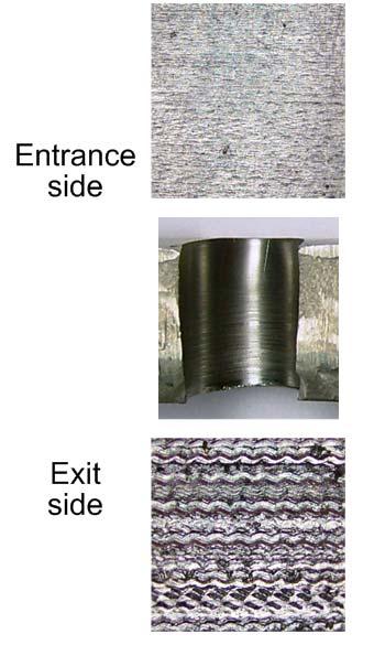 Figure 4 Pictures of machined hole surface by RUM.