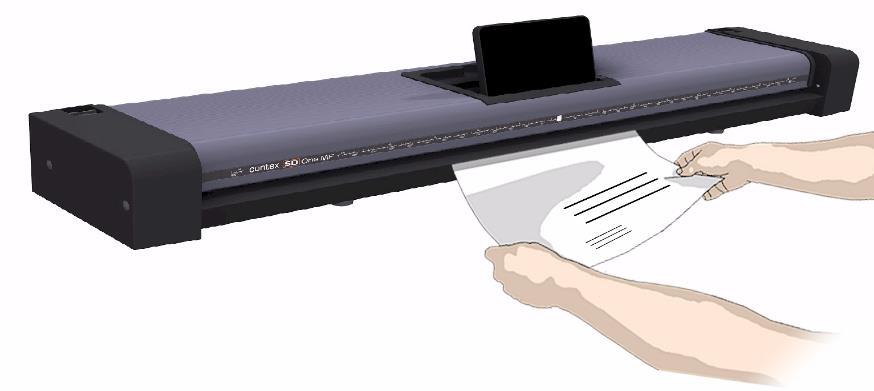Scanning 26 Document Positioning Position the document face up in the center of the scanner 1. Load your document with the image side facing upwards. 2. Align the center of the document with the triangular arrow above the scanner feed tray.