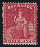 Barbados 2007 * #53b 1875 4d red Britannia, Perforated 14 x 12½, Watermark Crown CC, mint with