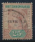 British Honduras Fiji 2031 #50c 1899 25c Queen Victoria Overprinted REVE UE variety, used with light c.d.s. cancel.
