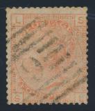 Rest are overall fi ne or better with a variety of postmarks, shades, etc.... Est $150 2054 2055 2054 #60 1872-73 6d gray Queen Victoria, Watermark Spray of Rose, used with D57 in bars cancel, fi ne.