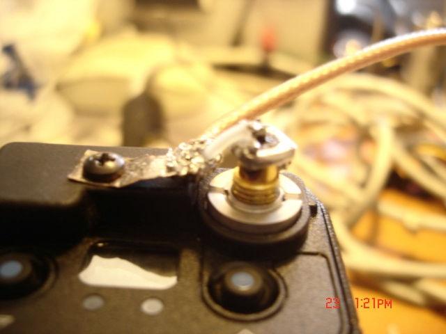 Connecting to the radio at the antenna terminal You can make a homebrew antenna connector by using a short length of 50 ohm coax and a cutoff SMA connector.