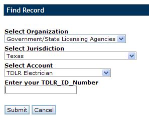 You must put in your email address and the spelling of your name EXACTLY as it was submitted to TDLR. 3.