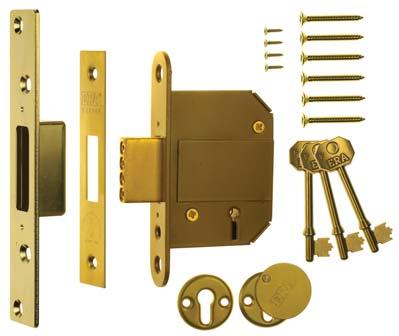 These brass components include 5 solid brass levers, key cam, follower, latchbolt, deadbolt, and 3 brass keys.