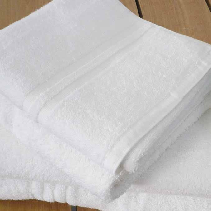 THE BATHROOM THE BAHAMAS TOWELS (450 gsm) 2 flat borders on one side (2 x 1cm) and 1 stripe on other side - 100% cotton - Colours: White