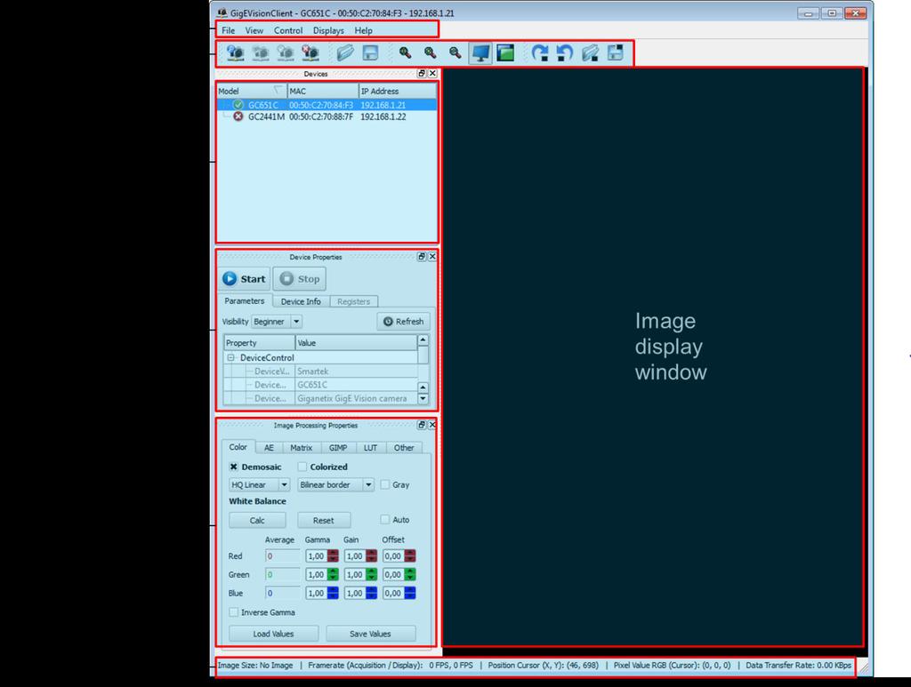 3 Smartek GigEVisionSDK Library Figure 59: GigEVisionClient Graphical User Interface (GUI)