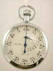American Waltham sterling silver case pocket watch. English sterling silver cased pocket watch. Heuer stop watch.