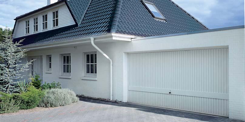 The chevron design and the subdivision using vertical profiles gives this garage door a uniquely attractive