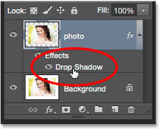 Layer styles in Photoshop are both non-destructive and eternally re-editable, so if you re not quite happy with how your shadow looks, simply double-click directly on the words Drop Shadow to re-open
