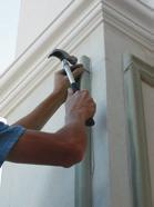Unless the mouldings are particularly thick, sliding is the only issue, not tipping off the wall. So this process will cover most mouldings that are less than 100mm in thickness with any length. 5.