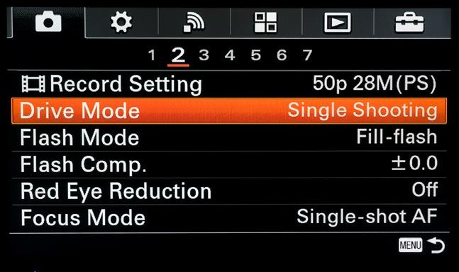 Drive Mode Drive Mode allows the photographer to choose various options for triggering the shutter of the camera.