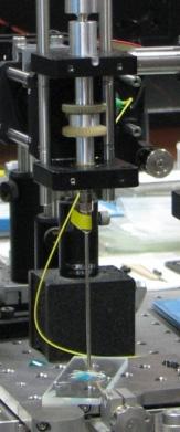Figure 3: A side view of the endoscopic OCT probe and actuation system used in the CC imaging experiments.