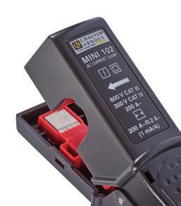 If a current is present in the clamped conductor, the MINI 102 clamp is protected against voltage surges when it is connected to the measuring instrument.