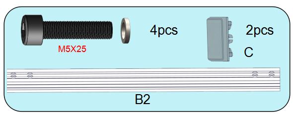 Aluminum profiles (B2)-(1x) e. 4mm hexagon wrench Step 1.