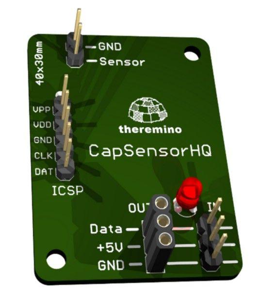The "CapSensor" slave The "Cap Sensor" measures the distance of a conductive object (typically an hand) In the range of distances from a few centimeters to a few meters it provides performance
