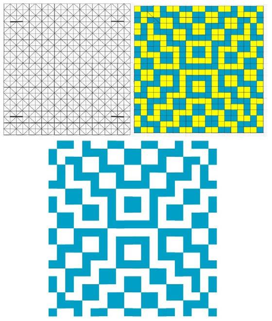 In the 10 11 grid, place four mirrors as shown in Figure 4; draw the mirror curve; follow the steps; and color small squares (fields) by two colors (yellow and light blue) in an alternating