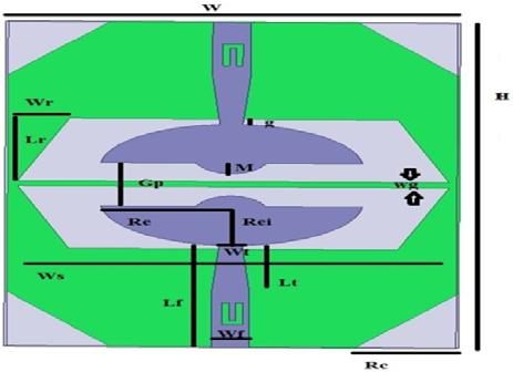 The 4 corners of the ground plane are also etched to maintain the impedance matching at higher frequency band. Figure-2. Proposed MIMO antenna dimensional characteristics. 3.