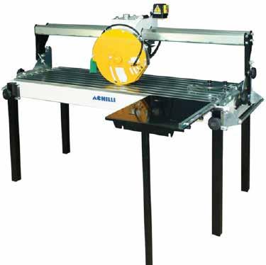TABLE SAW TABLE SAWING BRIDGE SAW - ACHILLI AMS Cutting depth up to 120mm Details: - Manual feed and depth adjustment. - Tilting head 45 to 90 for bevel cutting. - Recycling water pump.