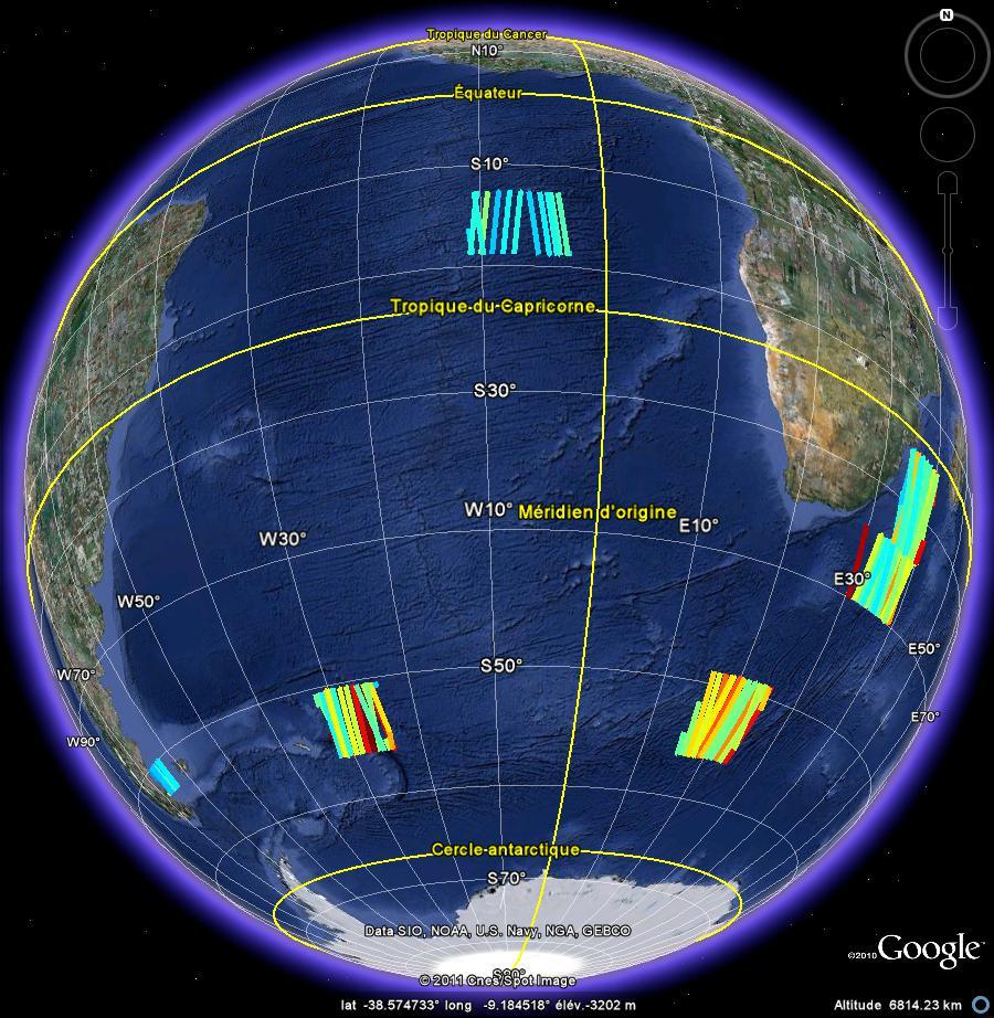 10 zones sampling various sea state SWH [ 0-10 m ] Re-tracking of SAR