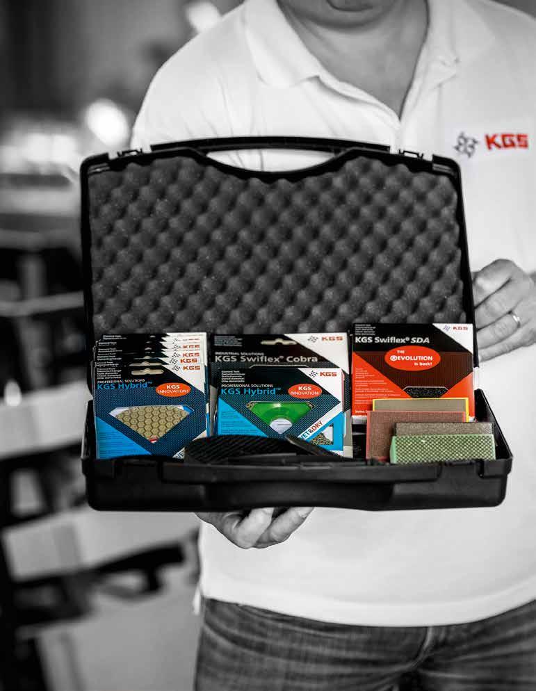 TOOLKIT Description / Characteristics The KGS tool kit Profi contains the most important diamond tools for natural stone processing companies, stonemasons, stone floor repairers, landscape