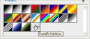 added to the list 12. The last gradient in the list is the one we want, so click the Russell s Rainbow gradient 13. Click OK 14.