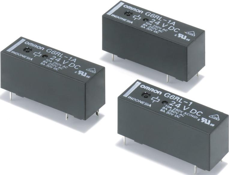 PCB Relay G6RL Low-profile power relay with maximum switching of 10 A Low profile: 12.3 mm in height Max.