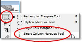 Step 2: Select The Single Column Marquee Tool In the Tools palette, click and hold your mouse down on the Rectangular Marquee Tool.