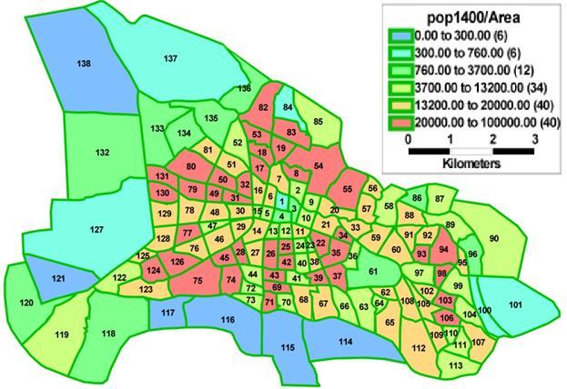 Tabriz population distribution