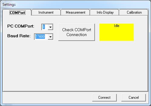 Figure 3 ComPort Settings Tab 5. Click the Instrument tab and unselect Enable Instrument.