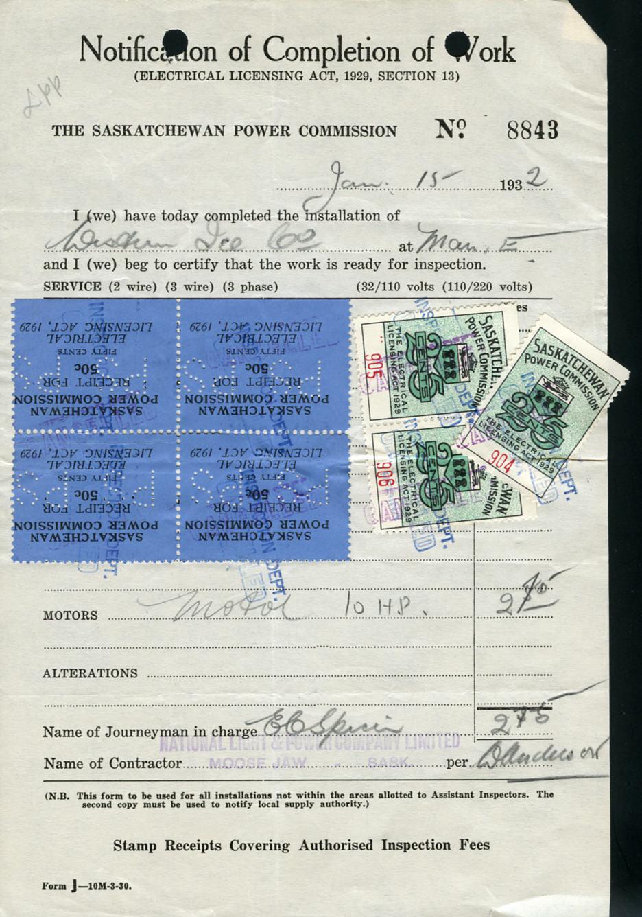 SE7-50c block of 4 + SE9-25c pair and single on 1932 document Blocks rarely seen - $75 (±US$60) E.S.J.